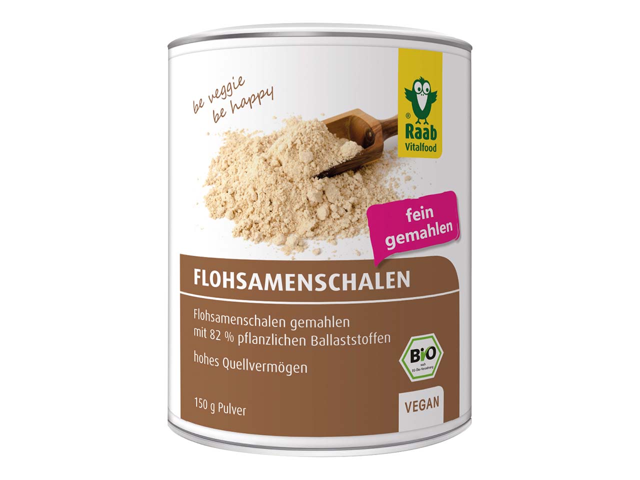 Raab Vitalfood Bio Flohsamenschalen Pulver, 150g