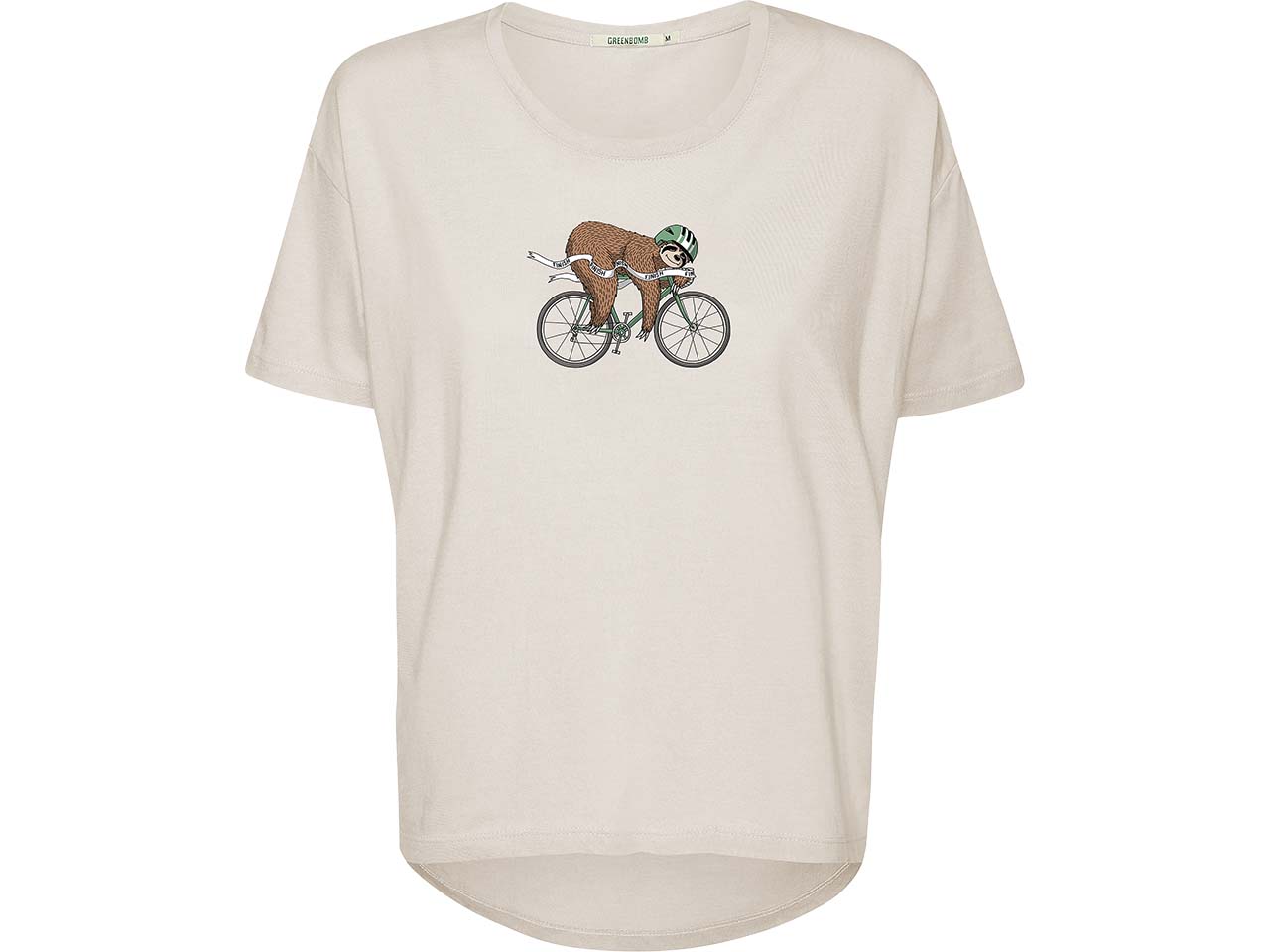GREENBOMB Bio-Damen-T-Shirt "Sloth Victory" weit geschnitten, creme white, Gr. S