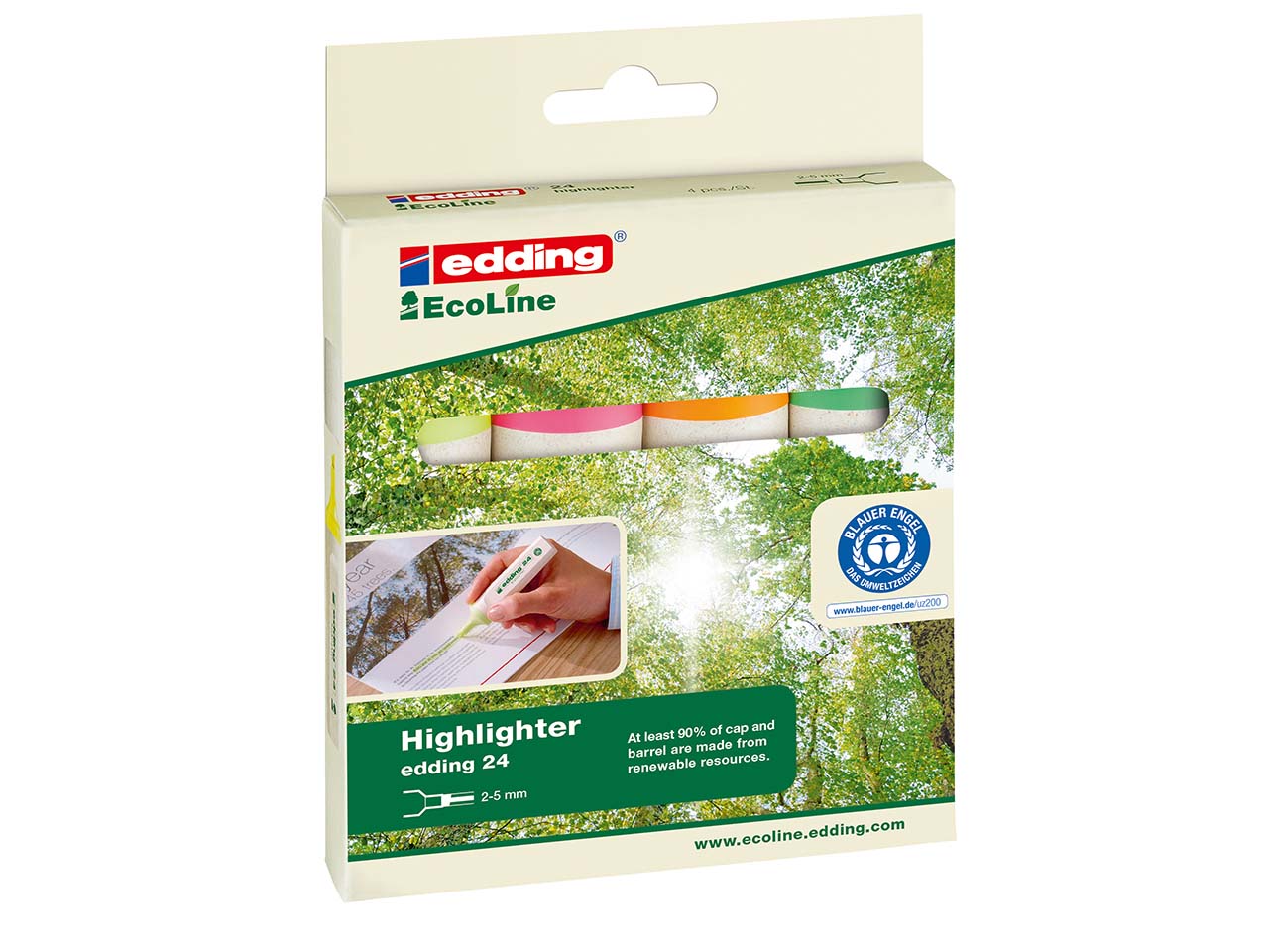 edding Textmarker 'Highlighter 24' sortierte Farben (gelb, pink, orange, grün)