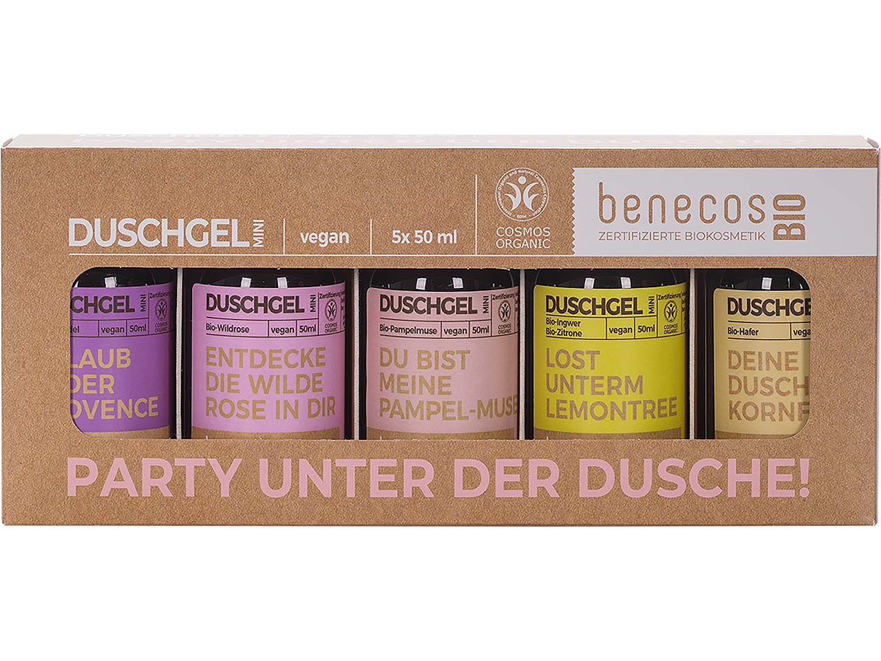 benecos Bio-Mini-Duschgel-Set "Party unter der Dusche"