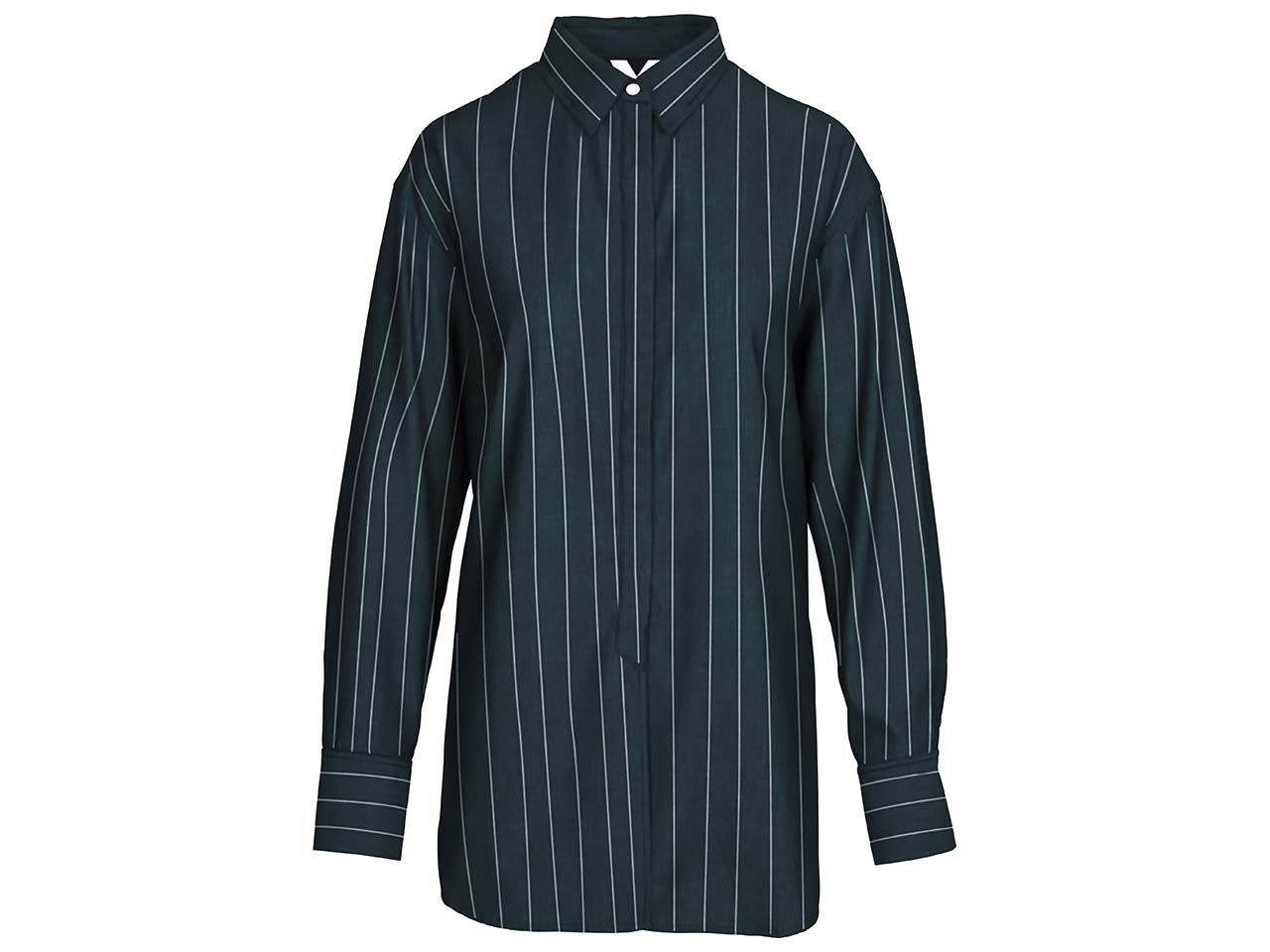 MELA Bio-Damen-Oversized-Bluse "TANU" mit versteckter Knopfleiste, fines lines, Gr. S