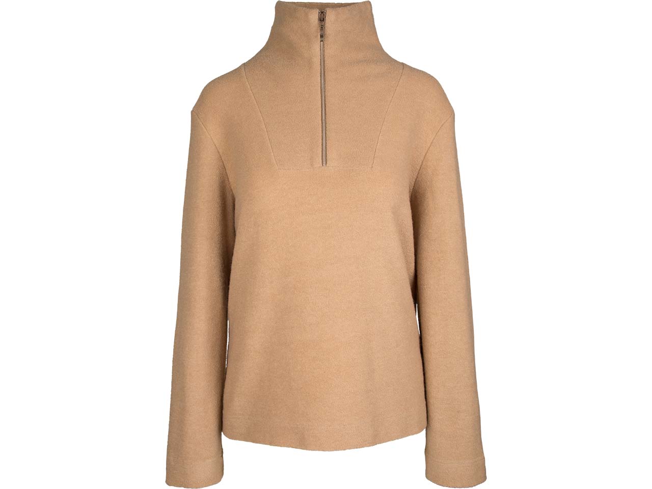 LANA Damen-Pullover "Tonja" mit halbem Reißverschluss, camel, Gr. 40
