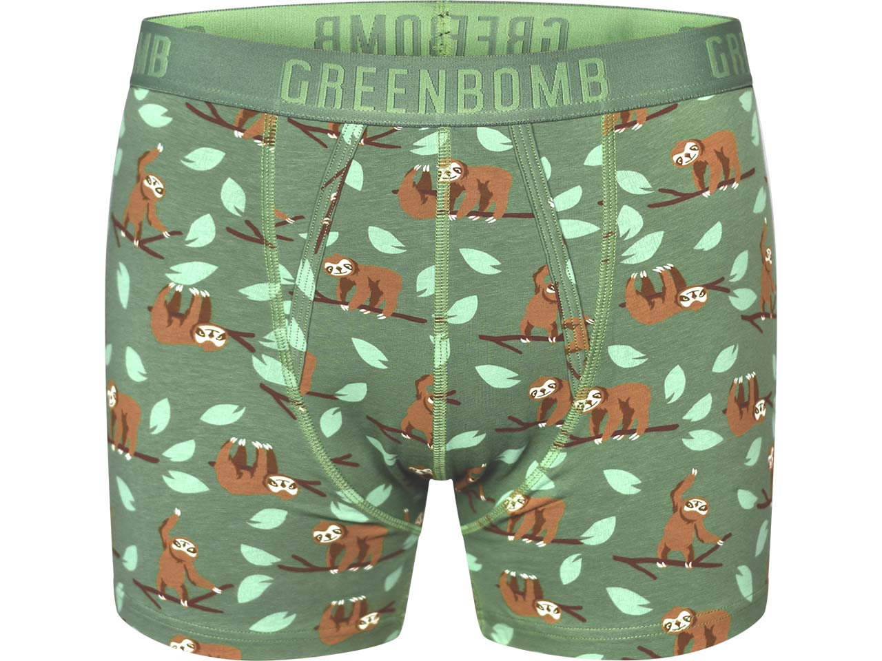 GREENBOMB Bio-Herren-Boxershort "Sloth Wood", green, Gr. M