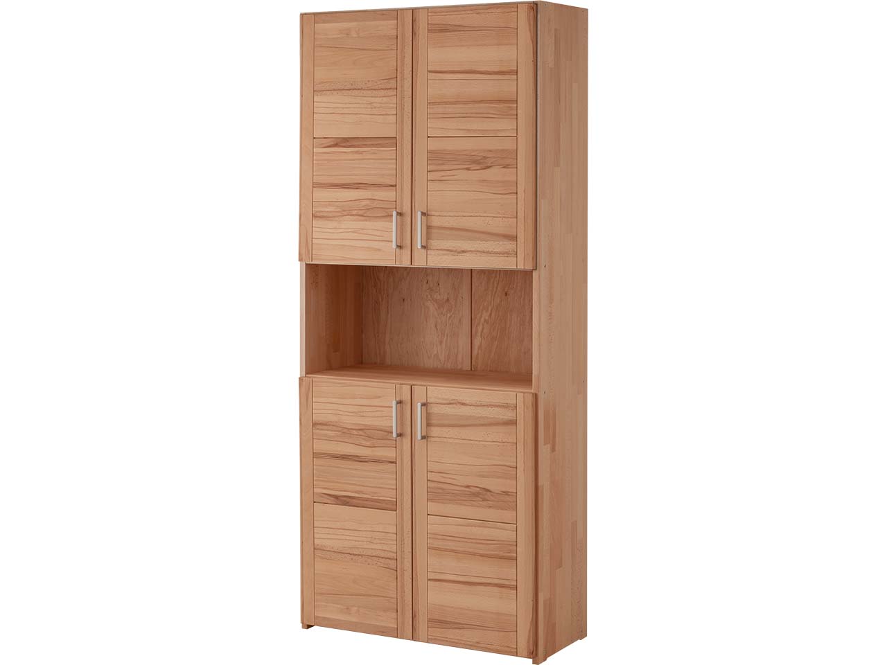 Regalschrank 'buxing selet' mit 4 Türen B 80 x T 33 x H 185,5 cm, Rahmenfront, Kernbuche